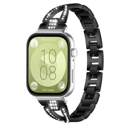 Bracelet de montre en métal xDfind à une rangée de diamants en forme de X, For Huawei Watch Fit4 / Fit4 Pro / Fit3
