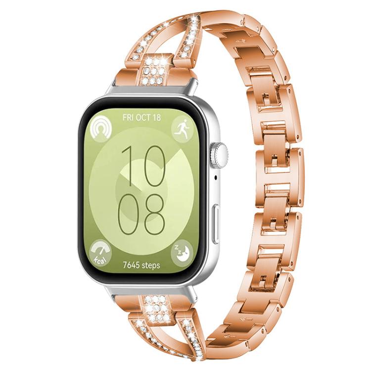 Bracelet de montre en métal xDfind à une rangée de diamants en forme de X, For Huawei Watch Fit4 / Fit4 Pro / Fit3