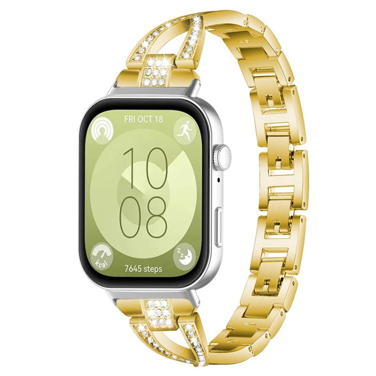 Bracelet de montre en métal xDfind à une rangée de diamants en forme de X, For Huawei Watch Fit4 / Fit4 Pro / Fit3