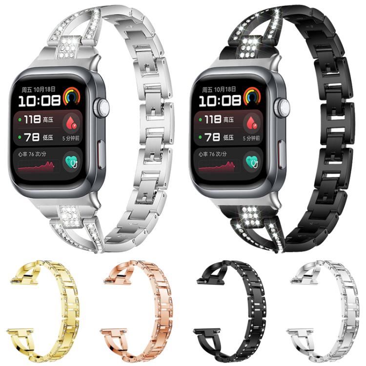 Bracelet de montre en métal xDfind à une rangée de diamants en forme de X, For Huawei Watch Fit4 / Fit4 Pro / Fit3