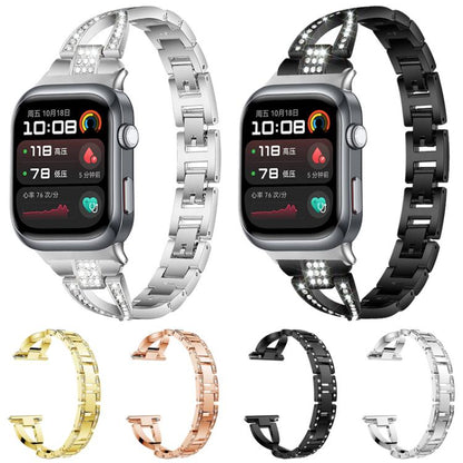 Bracelet de montre en métal xDfind à une rangée de diamants en forme de X, For Huawei Watch Fit4 / Fit4 Pro / Fit3