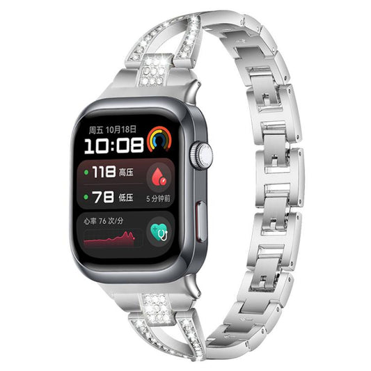 Bracelet de montre en métal xDfind à une rangée de diamants en forme de X, For Huawei Watch D2
