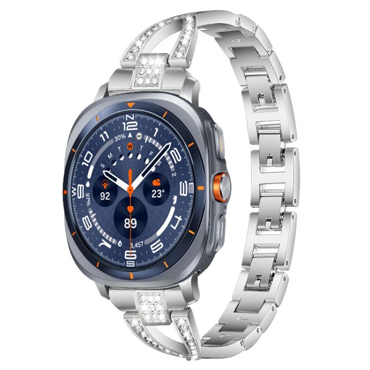 Bracelet de montre en métal xDfind à une rangée de diamants en forme de X, For Samsung Galaxy Watch Ultra/Ultra 2025, For Samsung Galaxy Watch8 / 8 Classic, For Samsung Galaxy Watch 7 / 6 / 5 / FE