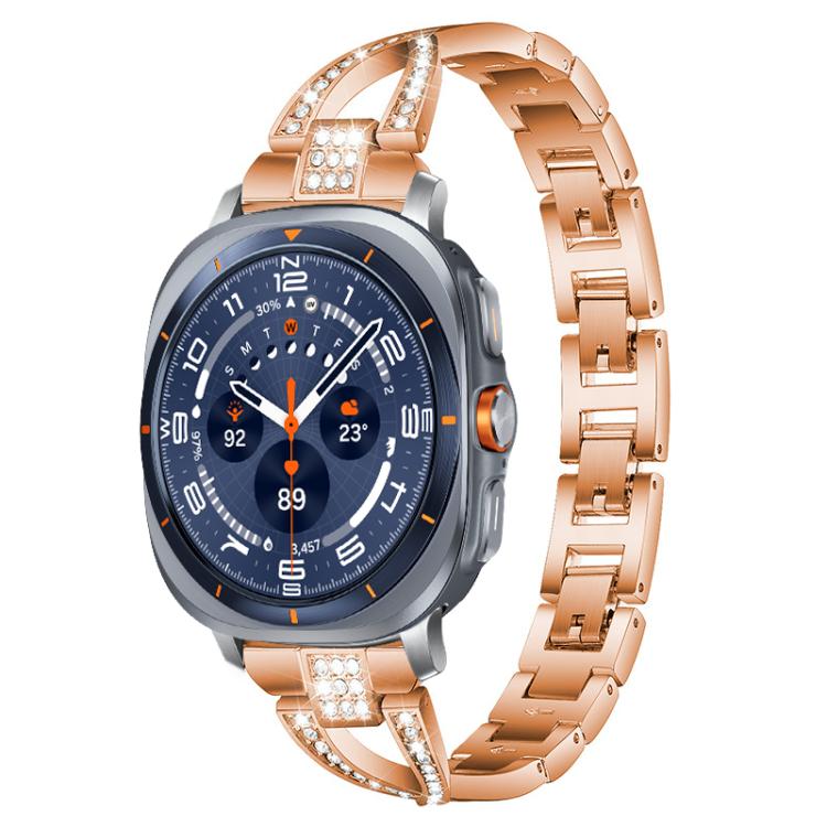 Bracelet de montre en métal xDfind à une rangée de diamants en forme de X, For Samsung Galaxy Watch Ultra/Ultra 2025, For Samsung Galaxy Watch8 / 8 Classic, For Samsung Galaxy Watch 7 / 6 / 5 / FE