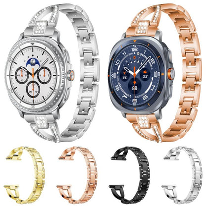 Bracelet de montre en métal xDfind à une rangée de diamants en forme de X, For Samsung Galaxy Watch Ultra/Ultra 2025, For Samsung Galaxy Watch8 / 8 Classic, For Samsung Galaxy Watch 7 / 6 / 5 / FE