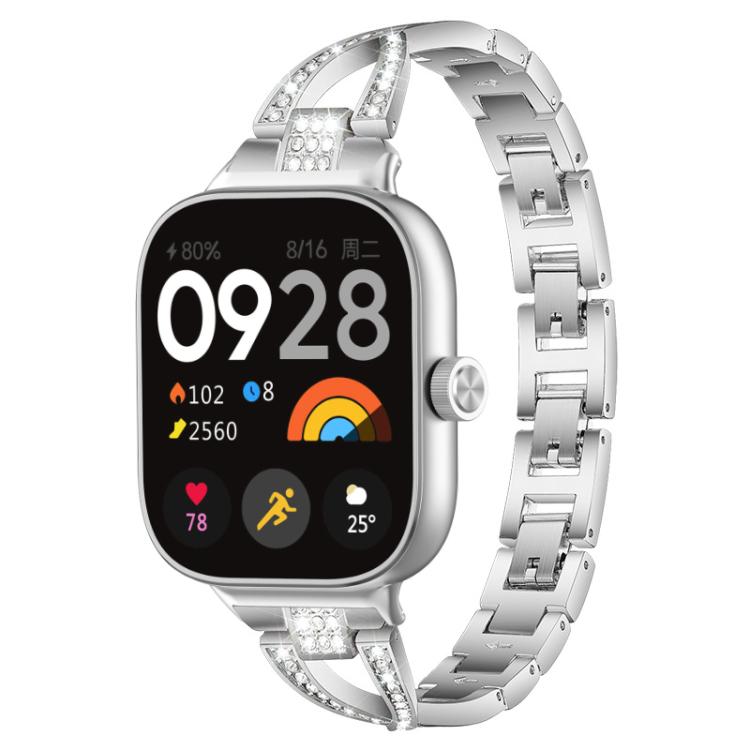 Bracelet de montre en métal xDfind à une rangée de diamants en forme de X, For Xiaomi Band 9 Pro/8 Pro/Redmi Watch6/5/4, For Redmi Watch 3