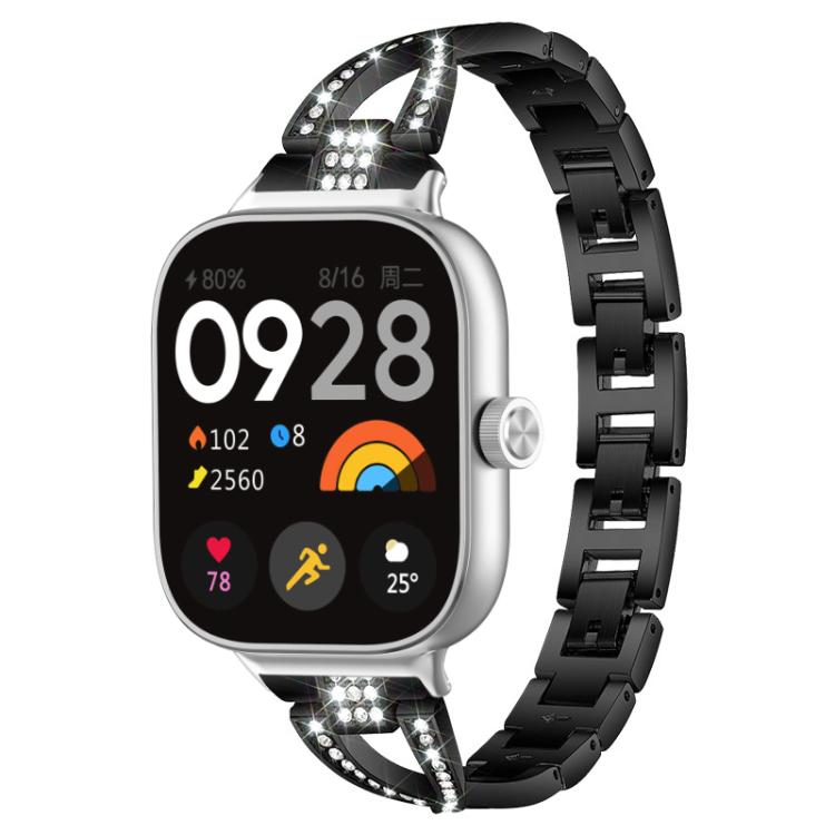 Bracelet de montre en métal xDfind à une rangée de diamants en forme de X, For Xiaomi Band 9 Pro/8 Pro/Redmi Watch6/5/4, For Redmi Watch 3