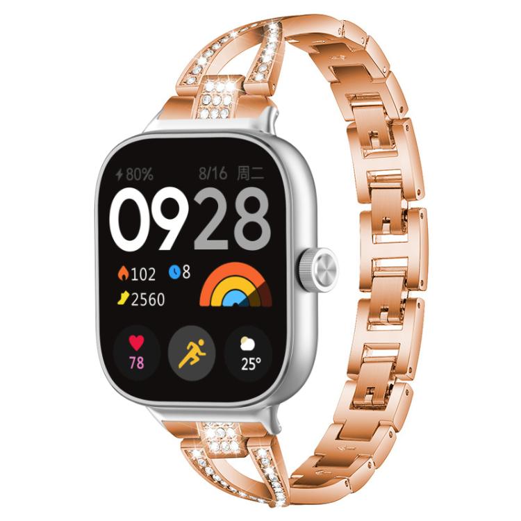 Bracelet de montre en métal xDfind à une rangée de diamants en forme de X, For Xiaomi Band 9 Pro/8 Pro/Redmi Watch6/5/4, For Redmi Watch 3