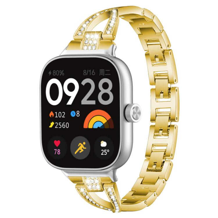 Bracelet de montre en métal xDfind à une rangée de diamants en forme de X, For Xiaomi Band 9 Pro/8 Pro/Redmi Watch6/5/4, For Redmi Watch 3