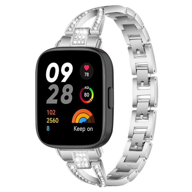 Bracelet de montre en métal xDfind à une rangée de diamants en forme de X, For Xiaomi Band 9 Pro/8 Pro/Redmi Watch6/5/4, For Redmi Watch 3