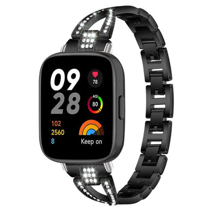 Bracelet de montre en métal xDfind à une rangée de diamants en forme de X, For Xiaomi Band 9 Pro/8 Pro/Redmi Watch6/5/4, For Redmi Watch 3