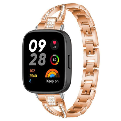 Bracelet de montre en métal xDfind à une rangée de diamants en forme de X, For Xiaomi Band 9 Pro/8 Pro/Redmi Watch6/5/4, For Redmi Watch 3