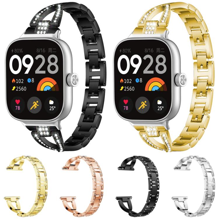 Bracelet de montre en métal xDfind à une rangée de diamants en forme de X, For Xiaomi Band 9 Pro/8 Pro/Redmi Watch6/5/4, For Redmi Watch 3