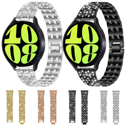 Bracelet de montre xDfind à cinq perles entièrement serti de diamants, 20mm, 22mm, 18mm