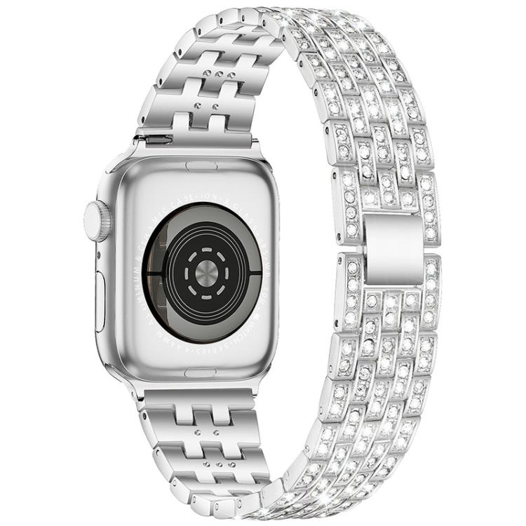 Bracelet de montre xDfind à cinq perles entièrement serti de diamants, For Apple Watch 42 / 44 / 45 / 46 / 49mm, For Apple Watch 38 / 40 / 41 / S10 42mm