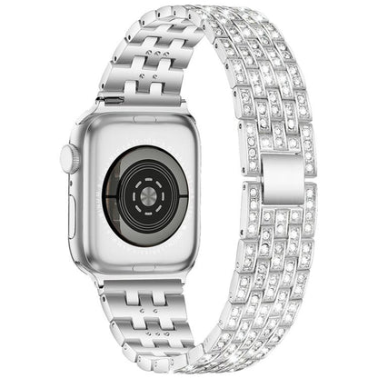 Bracelet de montre xDfind à cinq perles entièrement serti de diamants, For Apple Watch 42 / 44 / 45 / 46 / 49mm, For Apple Watch 38 / 40 / 41 / S10 42mm