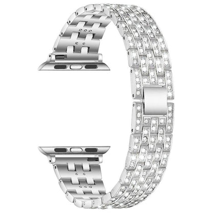 Bracelet de montre xDfind à cinq perles entièrement serti de diamants, For Apple Watch 42 / 44 / 45 / 46 / 49mm, For Apple Watch 38 / 40 / 41 / S10 42mm