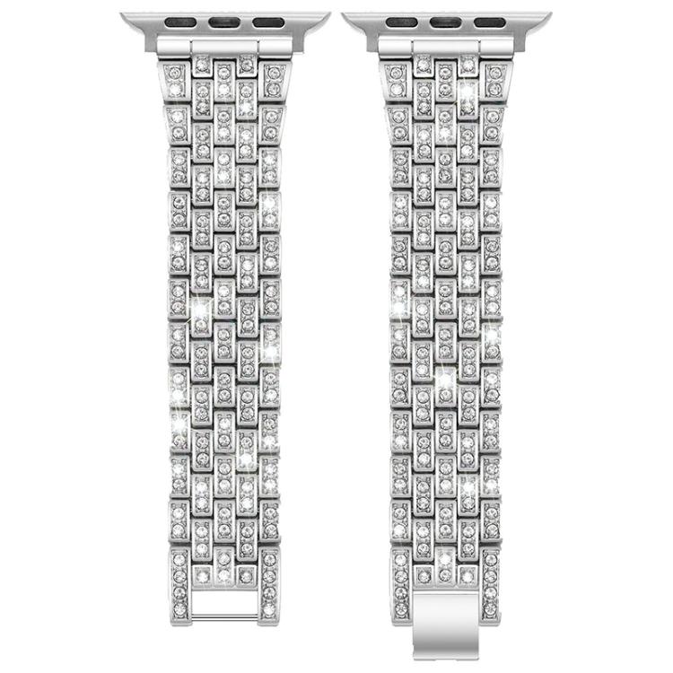 Bracelet de montre xDfind à cinq perles entièrement serti de diamants, For Apple Watch 42 / 44 / 45 / 46 / 49mm, For Apple Watch 38 / 40 / 41 / S10 42mm