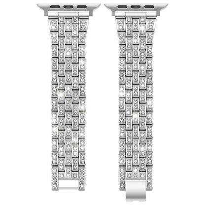 Bracelet de montre xDfind à cinq perles entièrement serti de diamants, For Apple Watch 42 / 44 / 45 / 46 / 49mm, For Apple Watch 38 / 40 / 41 / S10 42mm