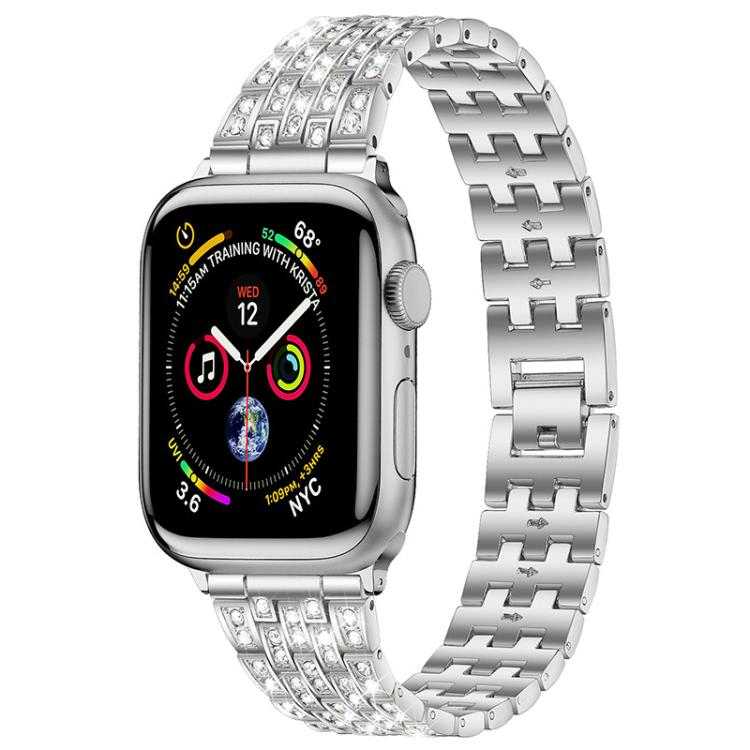 Bracelet de montre xDfind à cinq perles entièrement serti de diamants, For Apple Watch 42 / 44 / 45 / 46 / 49mm, For Apple Watch 38 / 40 / 41 / S10 42mm