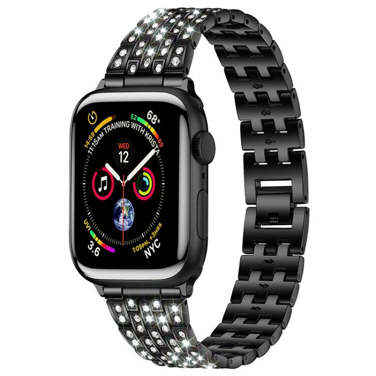 Bracelet de montre xDfind à cinq perles entièrement serti de diamants, For Apple Watch 42 / 44 / 45 / 46 / 49mm, For Apple Watch 38 / 40 / 41 / S10 42mm