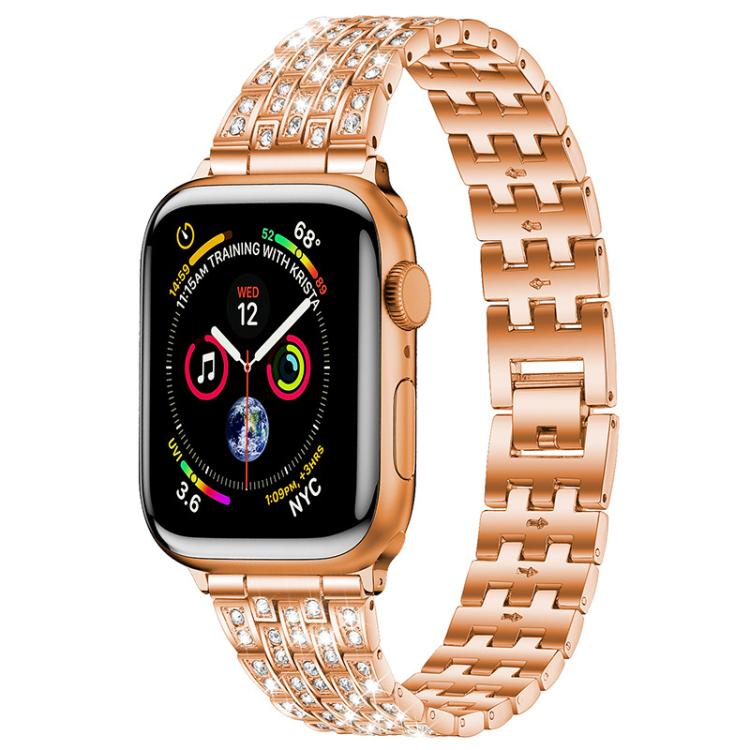 Bracelet de montre xDfind à cinq perles entièrement serti de diamants, For Apple Watch 42 / 44 / 45 / 46 / 49mm, For Apple Watch 38 / 40 / 41 / S10 42mm