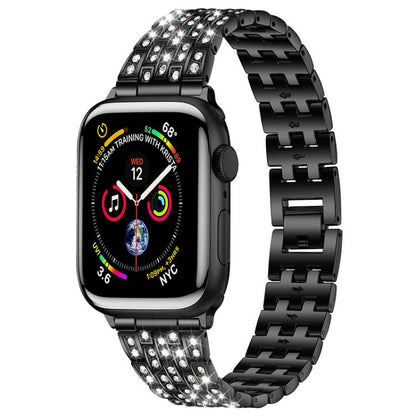 Bracelet de montre xDfind à cinq perles entièrement serti de diamants, For Apple Watch 42 / 44 / 45 / 46 / 49mm, For Apple Watch 38 / 40 / 41 / S10 42mm