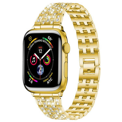 Bracelet de montre xDfind à cinq perles entièrement serti de diamants, For Apple Watch 42 / 44 / 45 / 46 / 49mm, For Apple Watch 38 / 40 / 41 / S10 42mm