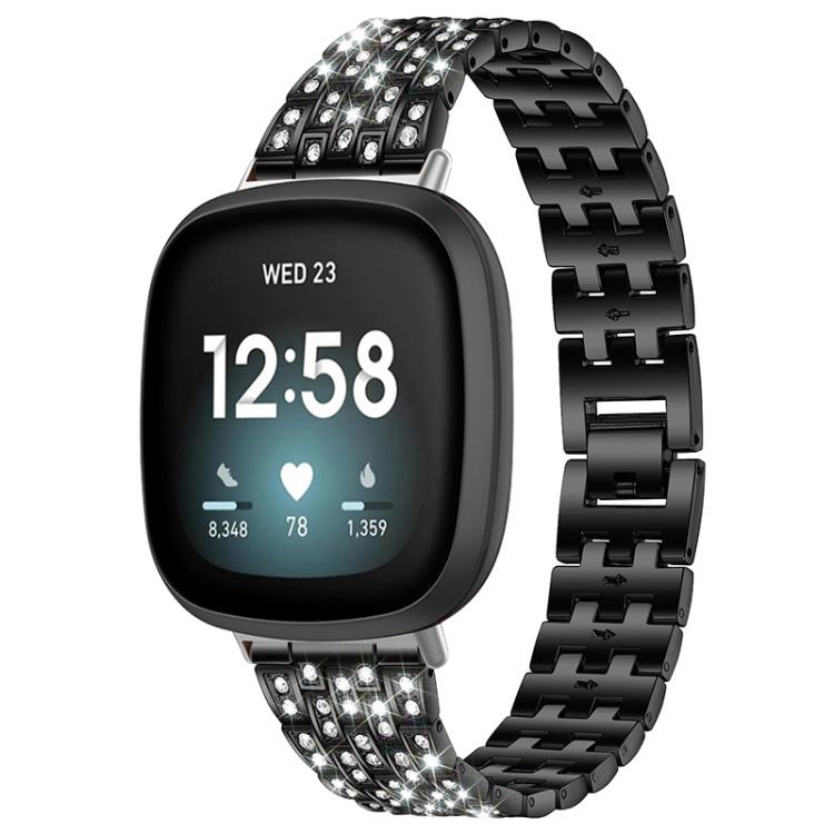 Bracelet de montre xDfind à cinq perles entièrement serti de diamants, For Fitbit Versa 4 / 3 / Sense 2 / Sense