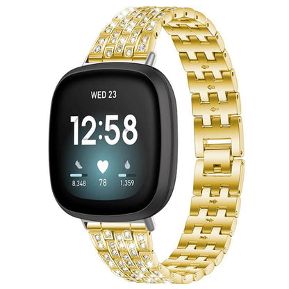 Bracelet de montre xDfind à cinq perles entièrement serti de diamants, For Fitbit Versa 4 / 3 / Sense 2 / Sense