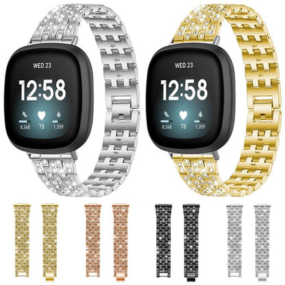 Bracelet de montre xDfind à cinq perles entièrement serti de diamants, For Fitbit Versa 4 / 3 / Sense 2 / Sense