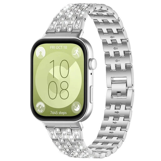 Bracelet de montre xDfind à cinq perles entièrement serti de diamants, For Huawei Watch Fit4 / Fit4 Pro / Fit3