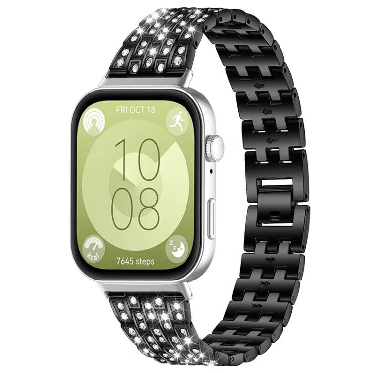 Bracelet de montre xDfind à cinq perles entièrement serti de diamants, For Huawei Watch Fit4 / Fit4 Pro / Fit3