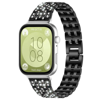 Bracelet de montre xDfind à cinq perles entièrement serti de diamants, For Huawei Watch Fit4 / Fit4 Pro / Fit3