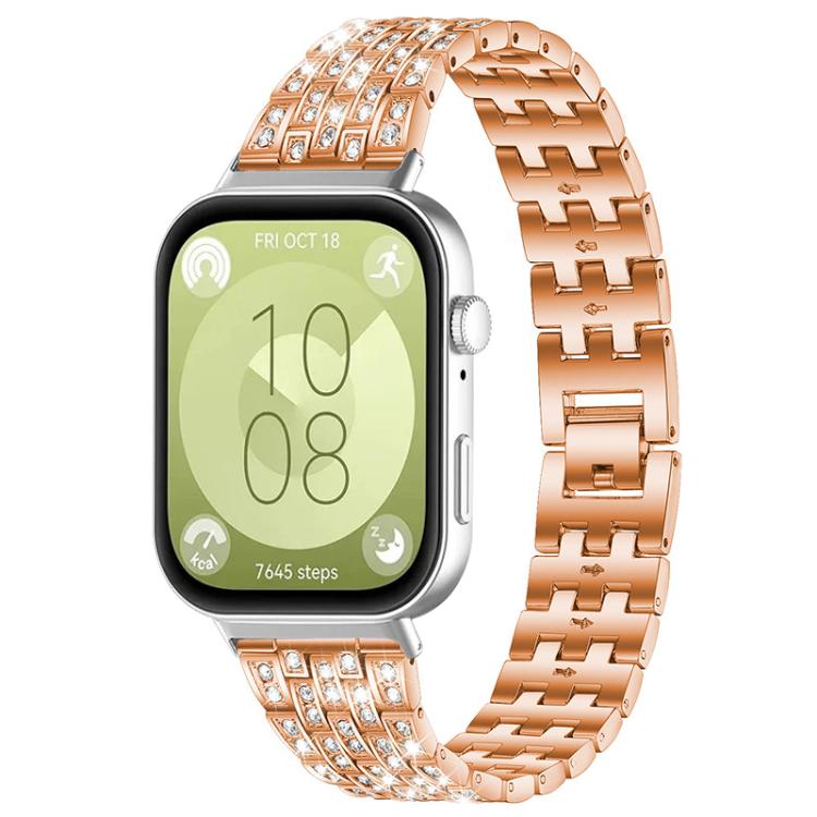 Bracelet de montre xDfind à cinq perles entièrement serti de diamants, For Huawei Watch Fit4 / Fit4 Pro / Fit3