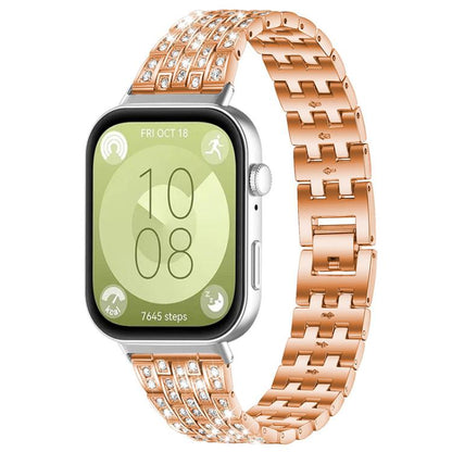 Bracelet de montre xDfind à cinq perles entièrement serti de diamants, For Huawei Watch Fit4 / Fit4 Pro / Fit3