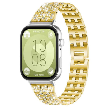 Bracelet de montre xDfind à cinq perles entièrement serti de diamants, For Huawei Watch Fit4 / Fit4 Pro / Fit3