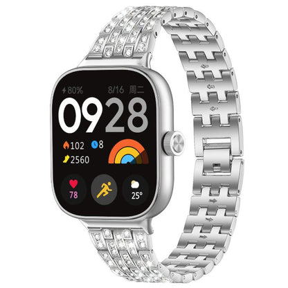 Bracelet de montre xDfind à cinq perles entièrement serti de diamants, For Xiaomi Band 9 Pro/8 Pro/Redmi Watch6/5/4