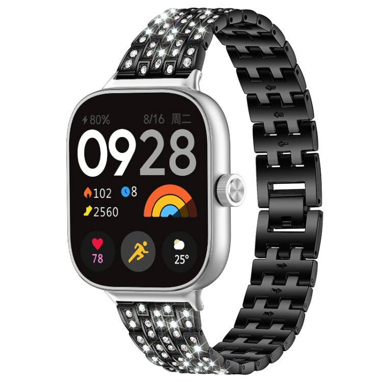 Bracelet de montre xDfind à cinq perles entièrement serti de diamants, For Xiaomi Band 9 Pro/8 Pro/Redmi Watch6/5/4