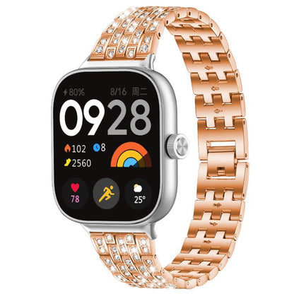 Bracelet de montre xDfind à cinq perles entièrement serti de diamants, For Xiaomi Band 9 Pro/8 Pro/Redmi Watch6/5/4