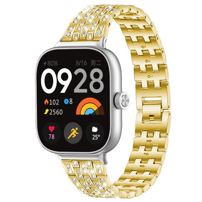 Bracelet de montre xDfind à cinq perles entièrement serti de diamants, For Xiaomi Band 9 Pro/8 Pro/Redmi Watch6/5/4
