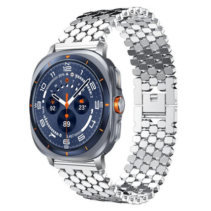 Bracelet de montre en métal à texture écailles de poisson xDfind, For Samsung Galaxy Watch Ultra/Ultra 2025, For Samsung Galaxy Watch8 / 8 Classic, For Samsung Galaxy Watch7 / FE / 6 / 5 / 4, For Samsung Galaxy Fit3