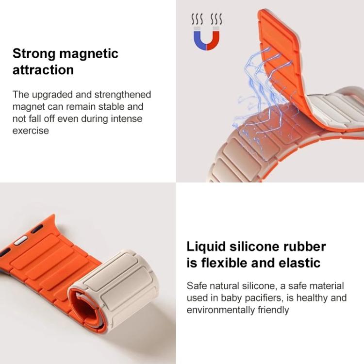 Bracelet de montre magnétique en silicone en forme de I xDfind, For Apple Watch 42 / 44 / 45 / 46 / 49mm, For Apple Watch 38 / 40 / 41 / S10 42mm