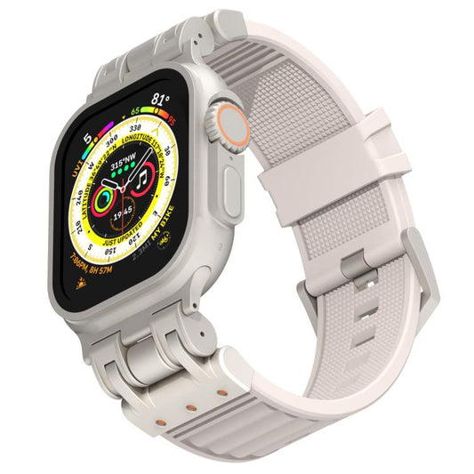 Bracelet de montre en silicone à texture Mecha Stripe, For Apple Watch 46mm / 49mm / 45mm / 44mm