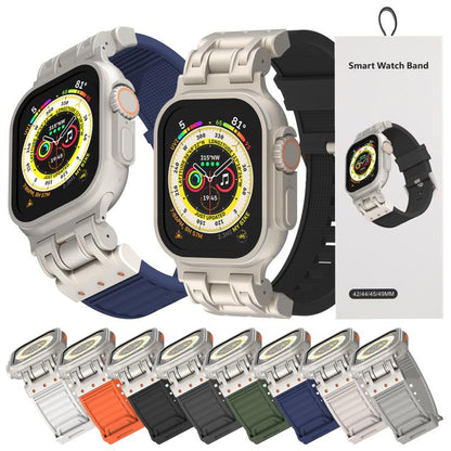Bracelet de montre en silicone à texture Mecha Stripe, For Apple Watch 46mm / 49mm / 45mm / 44mm