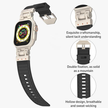 Bracelet de montre en silicone à texture Mecha Stripe, For Apple Watch 46mm / 49mm / 45mm / 44mm