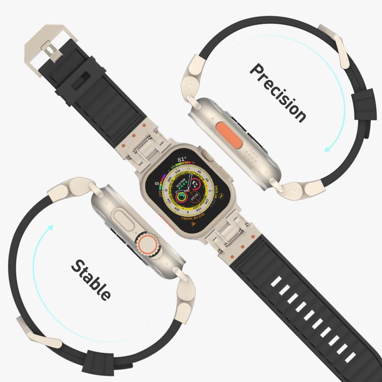 Bracelet de montre en silicone à texture Mecha Stripe, For Apple Watch 46mm / 49mm / 45mm / 44mm