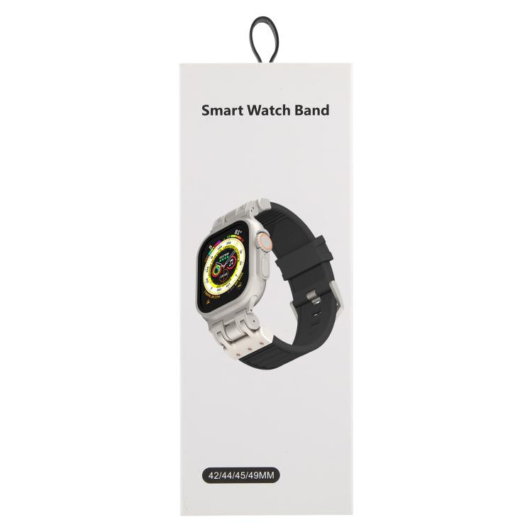 Bracelet de montre en silicone à texture Mecha Stripe, For Apple Watch 46mm / 49mm / 45mm / 44mm