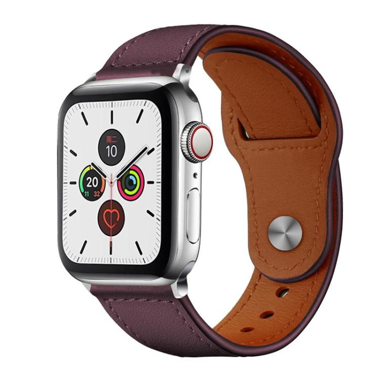 Bracelet de montre en cuir véritable à boucle rivetée xDfind, For Apple Watch 42 / 44 / 45 / 46 / 49mm, For Apple Watch 38 / 40 / 41 / S10 42mm