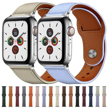 Bracelet de montre en cuir véritable à boucle rivetée xDfind, For Apple Watch 42 / 44 / 45 / 46 / 49mm, For Apple Watch 38 / 40 / 41 / S10 42mm